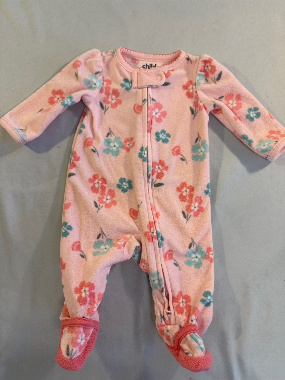 Carter's - child of mine - Pink Floral Fleece Footed One-Piece